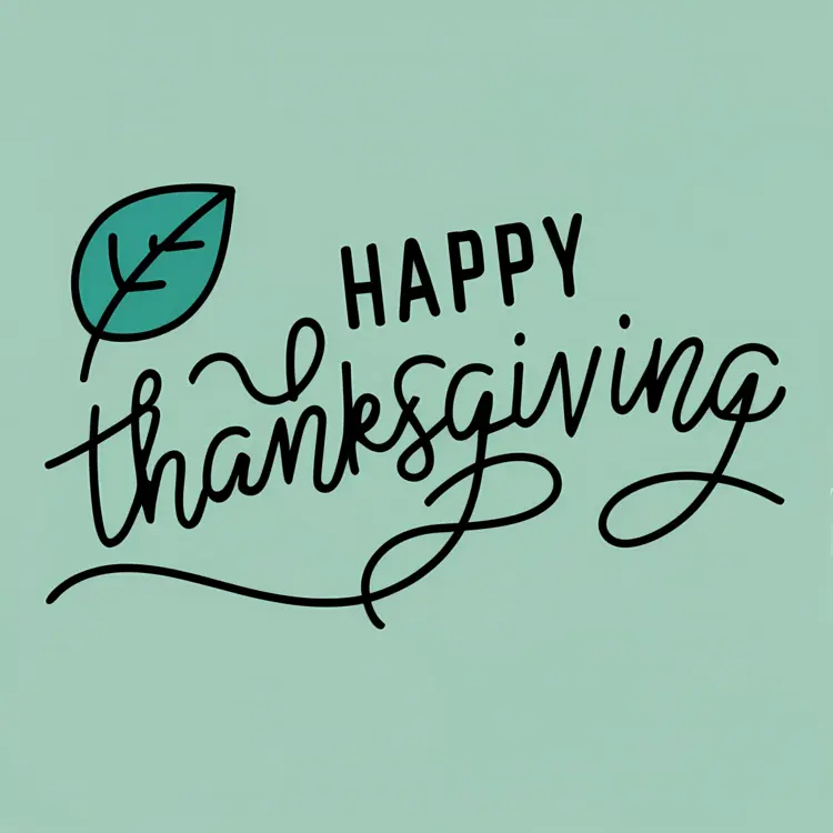 Happy Thanksgiving Text with Leaf