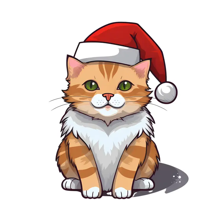 Adorable Cat Wearing a Santa Hat for Christmas