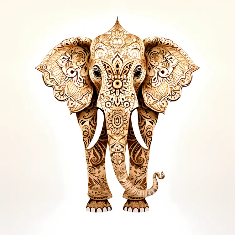 Ornate Decorative Elephant Illustration