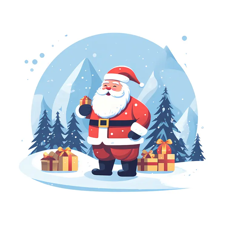 Santa Claus Holding Gift