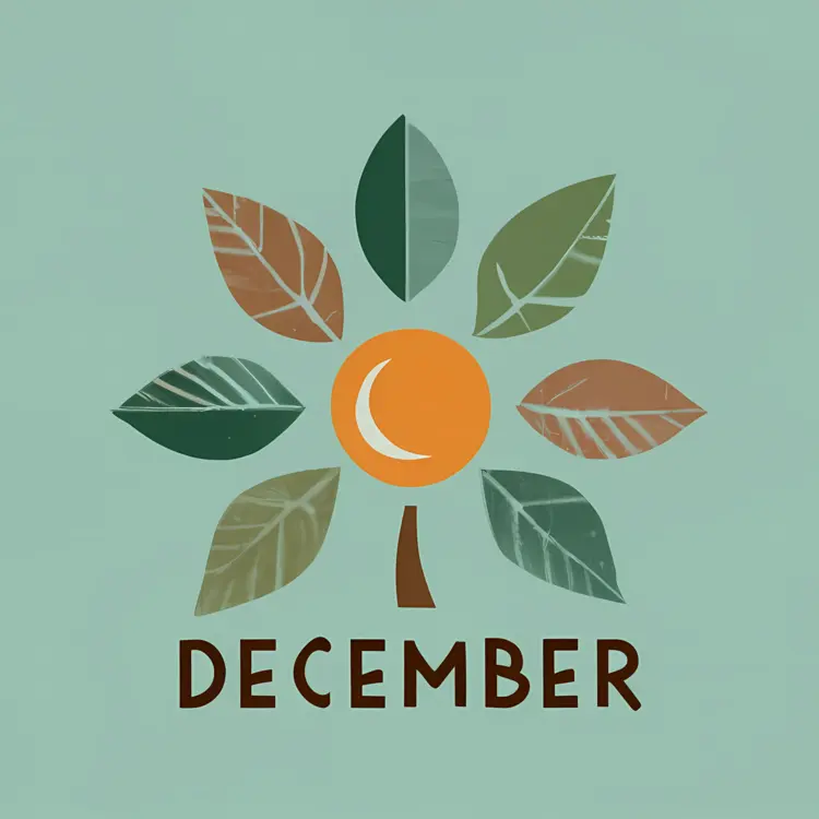 December with Leaf and Sun Design