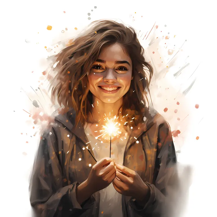 Smiling Girl with Sparkler