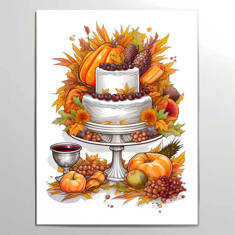 Autumn Cake with Fruits and Vegetables