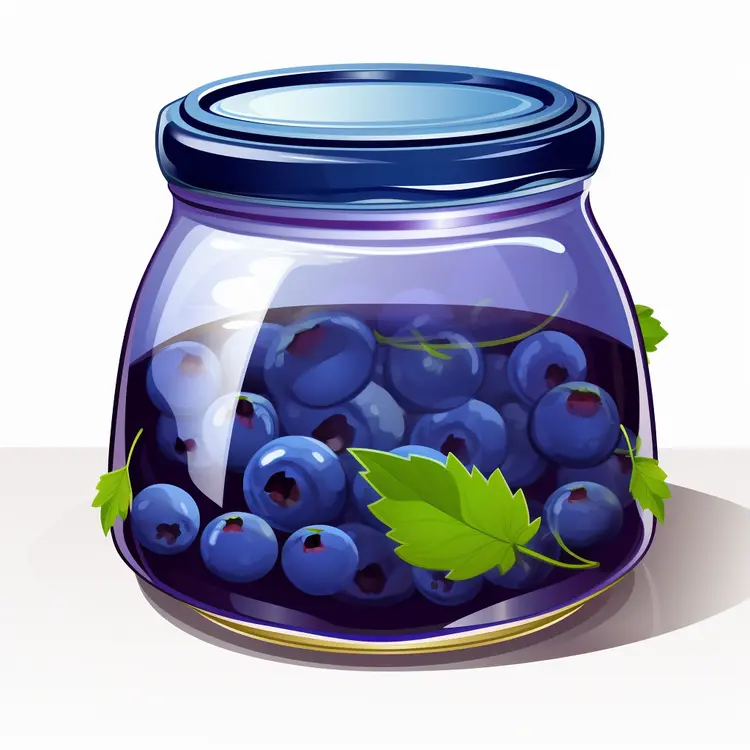 Blueberry Jar with Fresh Leaves