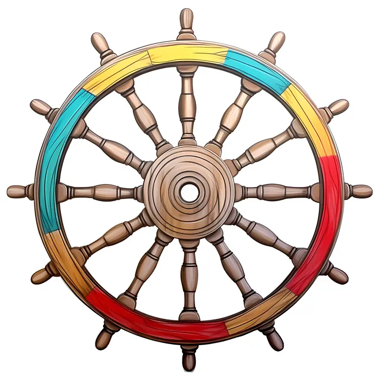 Colorful Ship Wheel Illustration