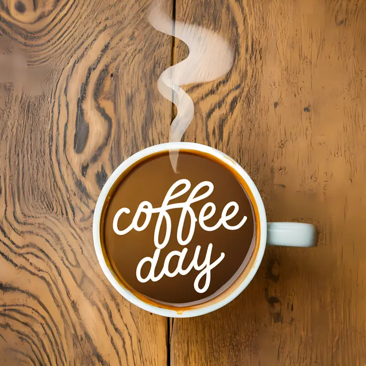 Top View of Coffee Cup with Coffee Day Text