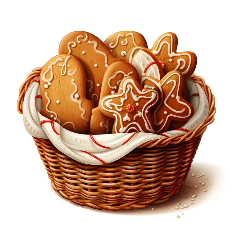 Basket of Gingerbread Cookies