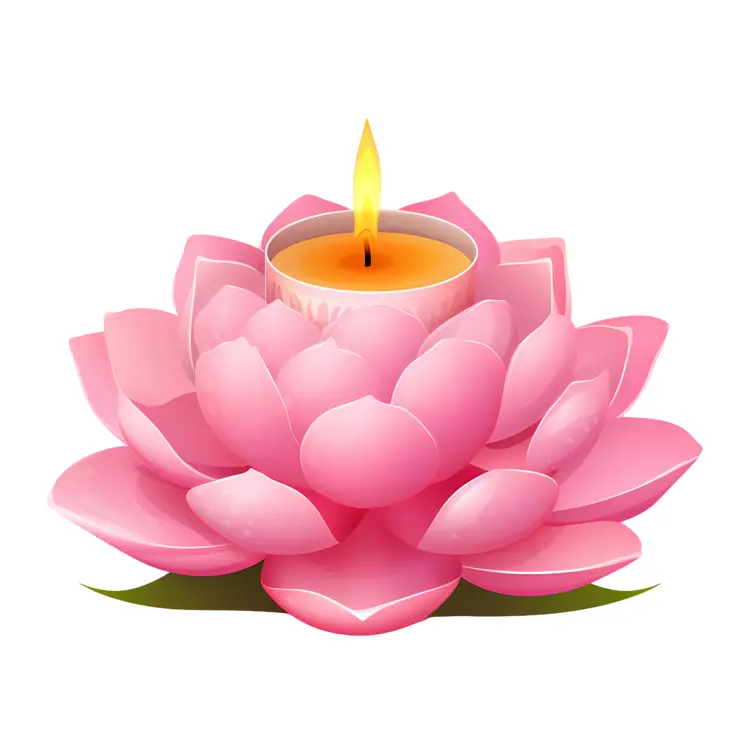 Pink Lotus Flower with Candle