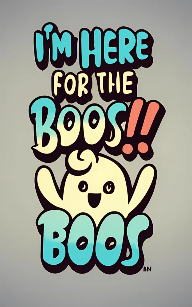 Cute Ghost with 'I'm Here for the Boos' Text