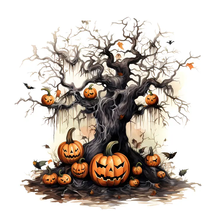 Tree with Pumpkins
