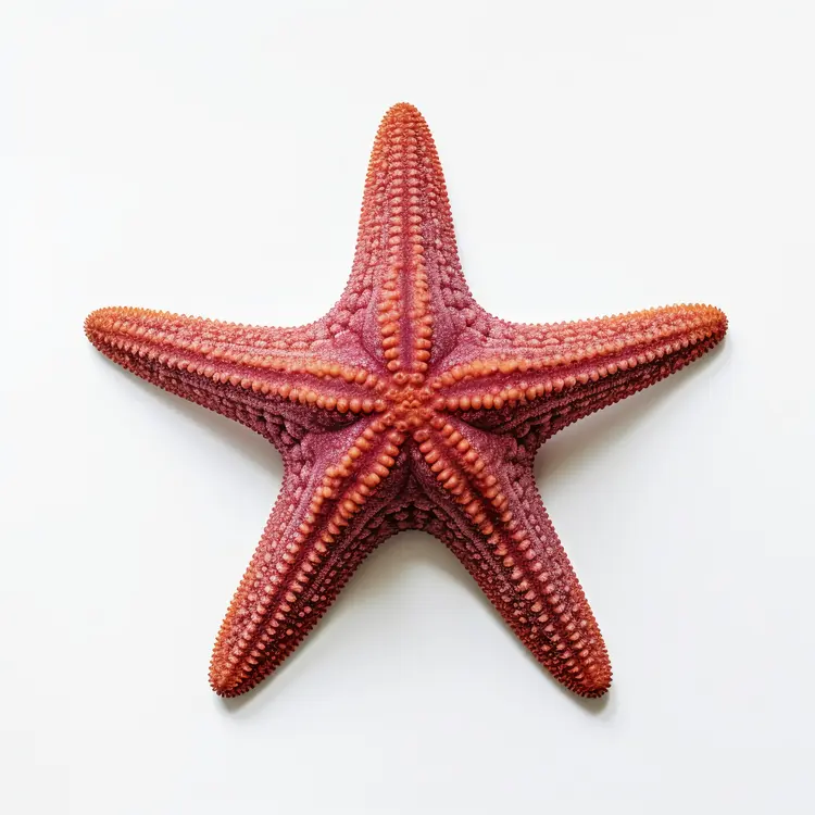 Red Starfish on White Background