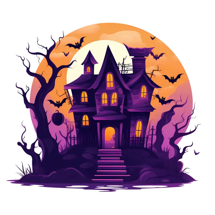 Haunted House with Full Moon