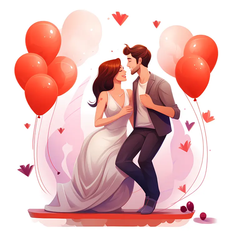 Romantic Couple with Balloons