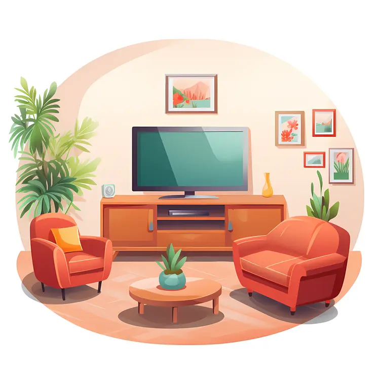 Cozy Living Room with Television and Furniture