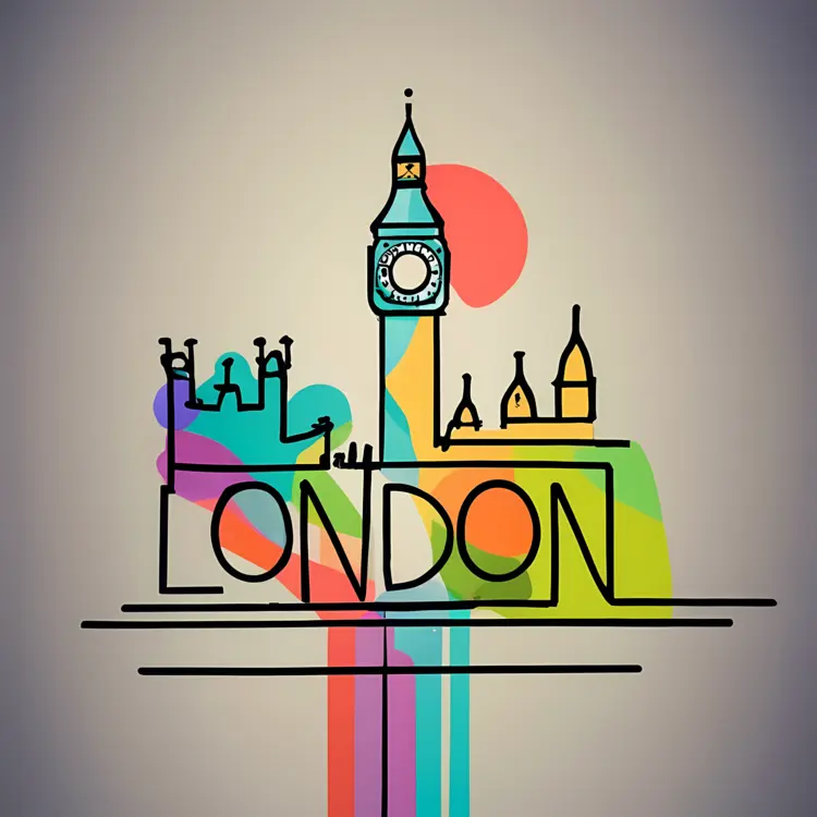 Minimalist Line Art of London with Big Ben