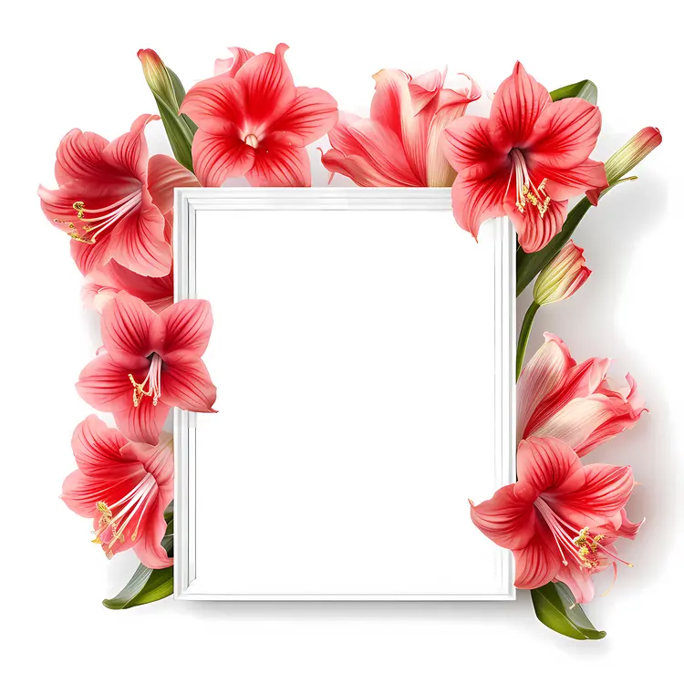 Decorative Frame with Red Flowers