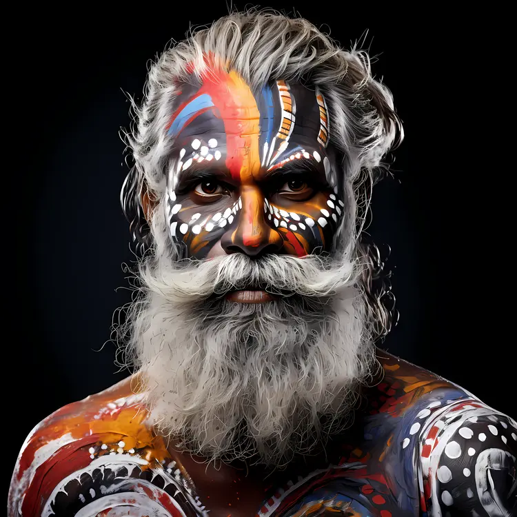 Man with Colorful Face Paint