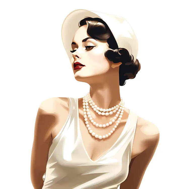 Vintage Woman with Pearls