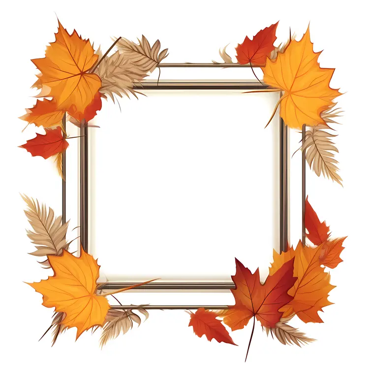 Square Frame with Autumn Leaves