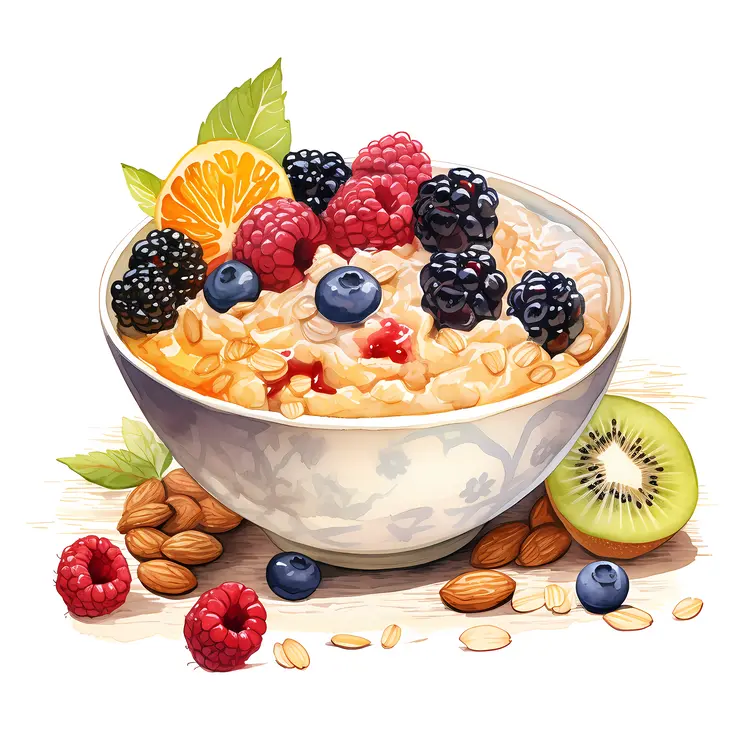 Oatmeal with Berries and Kiwi