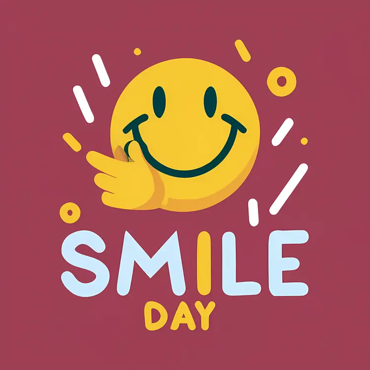 Smile Day Text with Thumbs Up Smiley Face