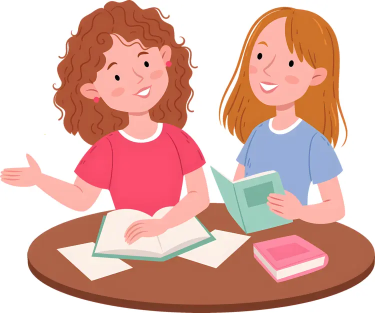 Two Girls Reading Books Together
