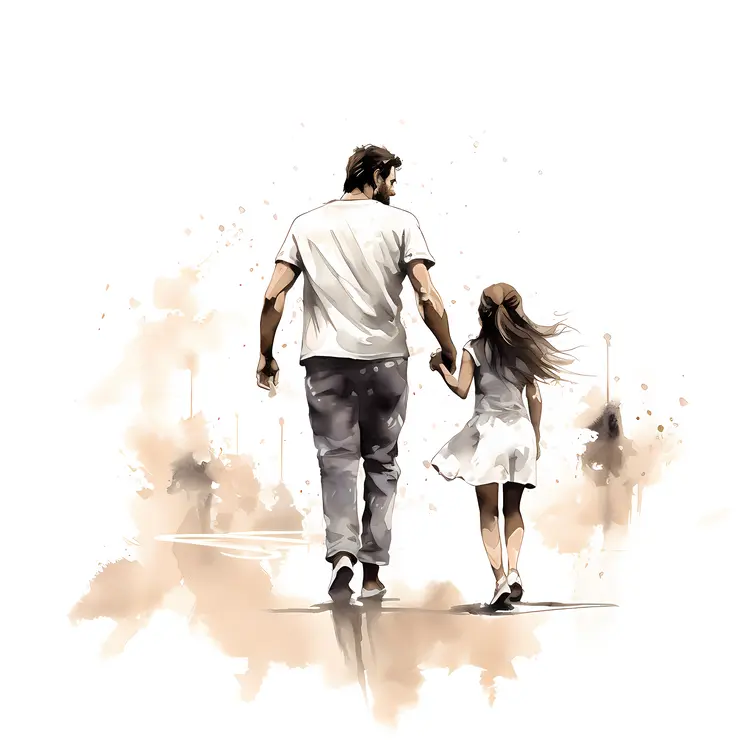 Father and Daughter Walking Together
