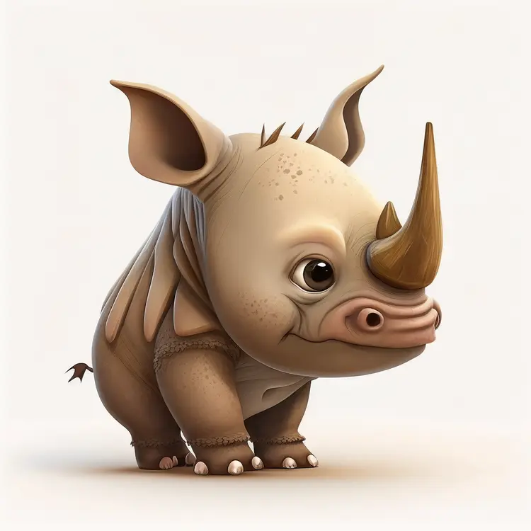 Cute Baby Rhino Cartoon Illustration