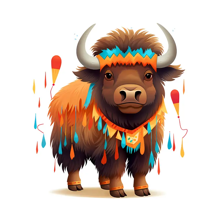 Cute Bison with Decorations