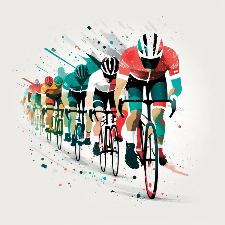 Colorful Cyclists in a Race