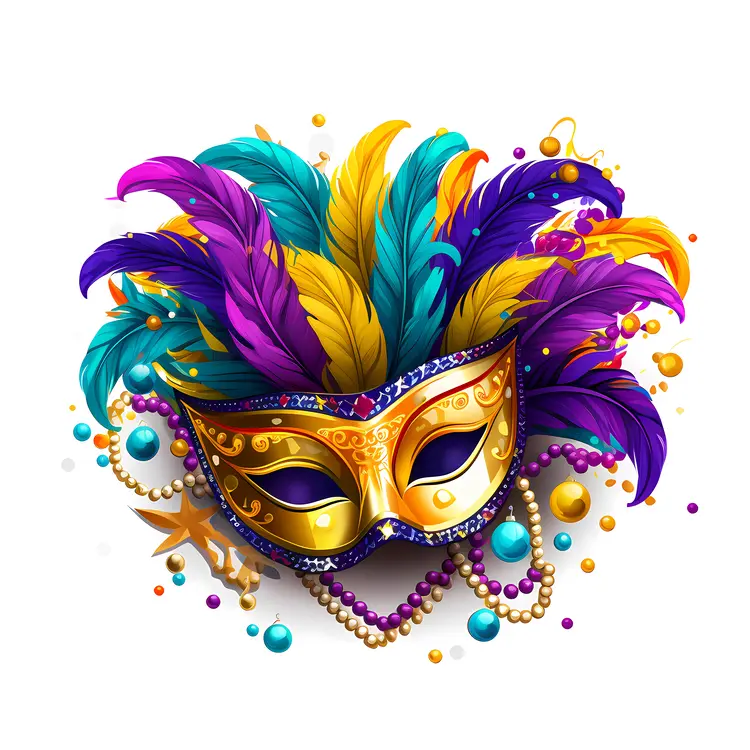 Colorful Feather Mask for Mardi Gras Celebration