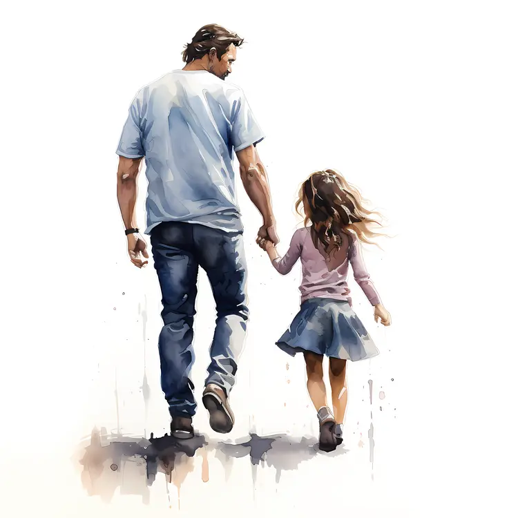 Father and Daughter Walking Together