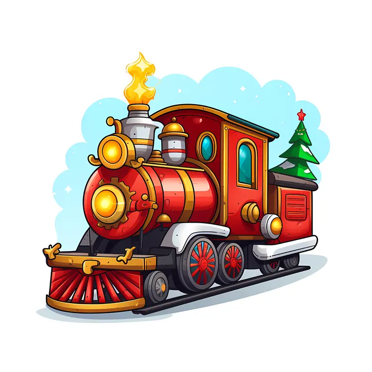 Festive Red Christmas Train