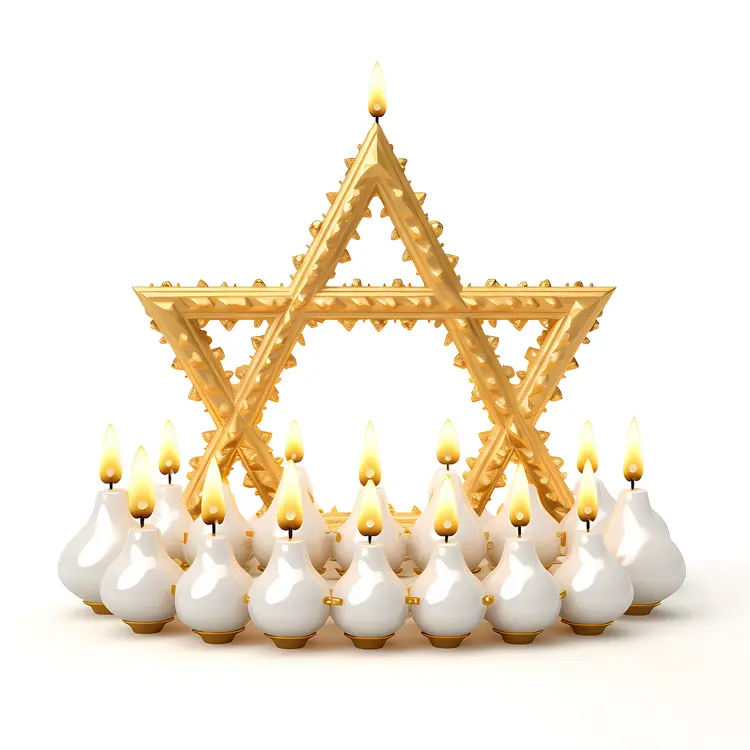 Golden Star of David with Candles for Hanukkah