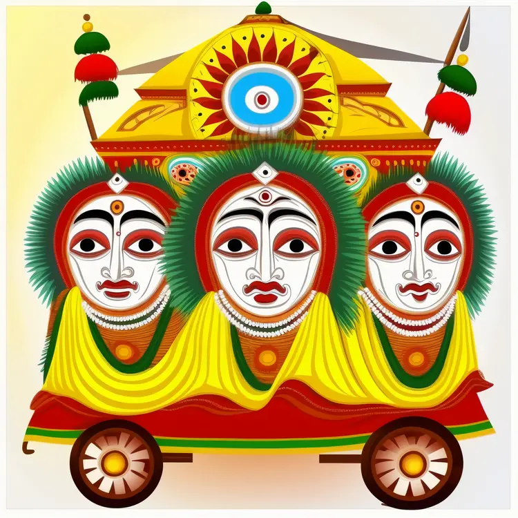 Traditional Chariot with Deities for Ratha Yatra Festival