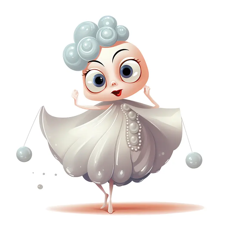 Cartoon Character with Pearls
