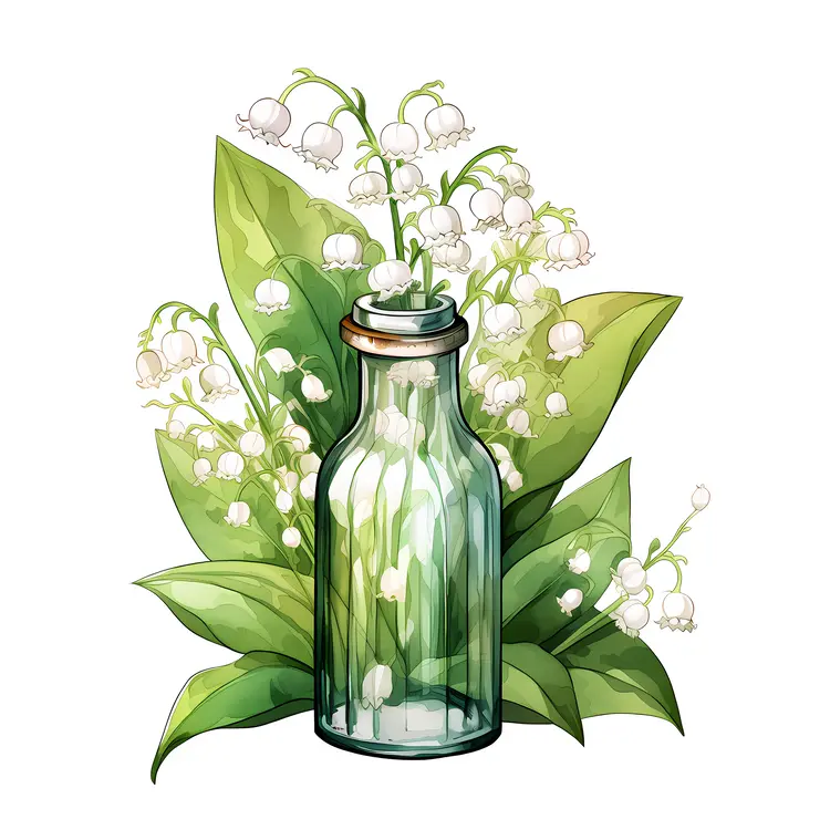 Lily of the Valley with Glass Bottle
