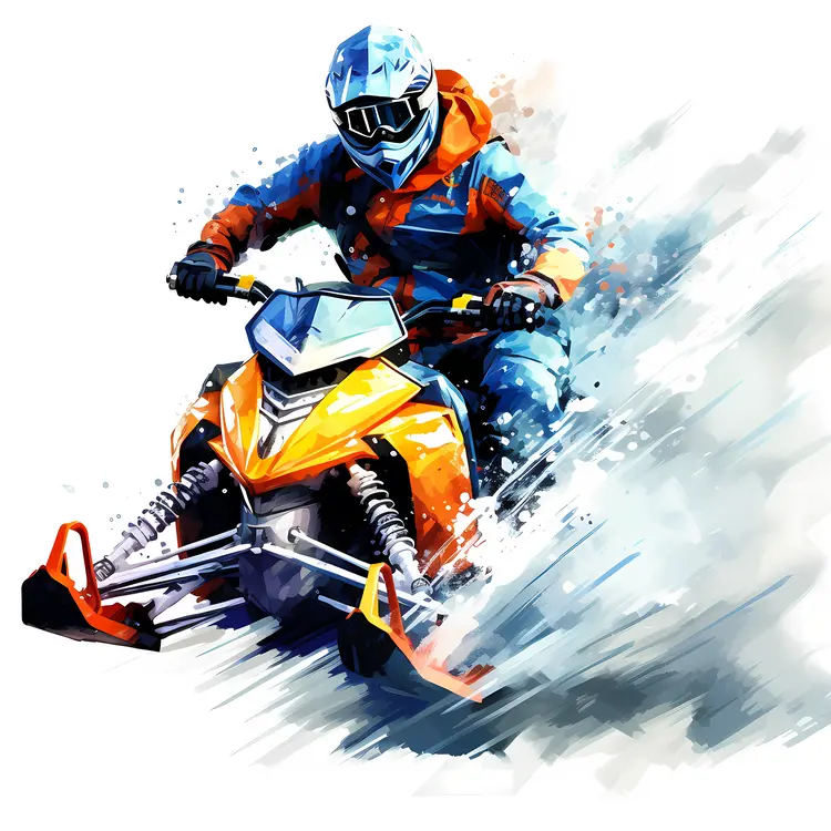 Dynamic Snowmobile Ride in Snow