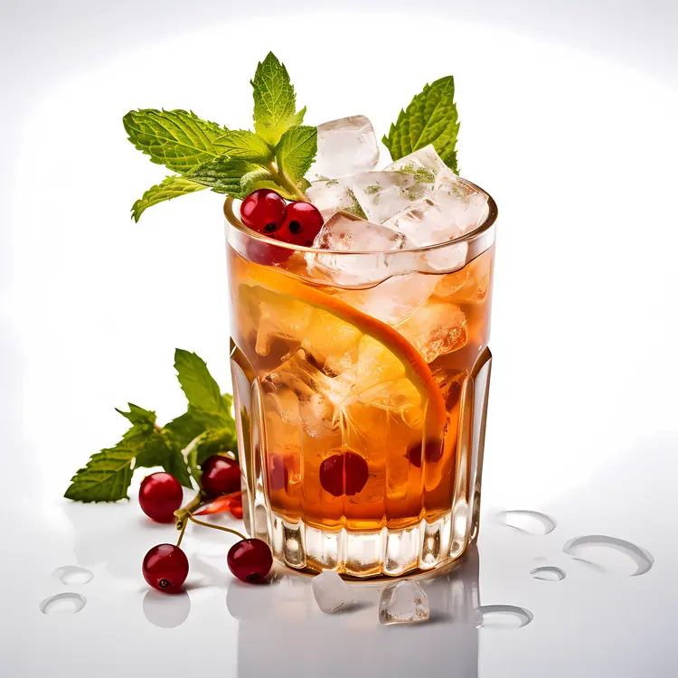 Glass with Mint and Cherries