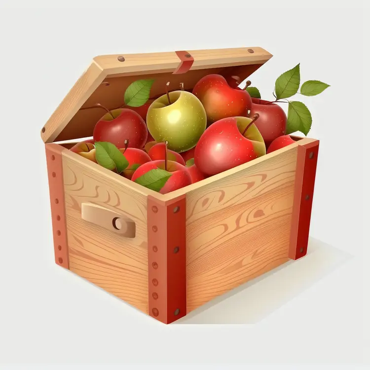 Fresh Apples in Wooden Box