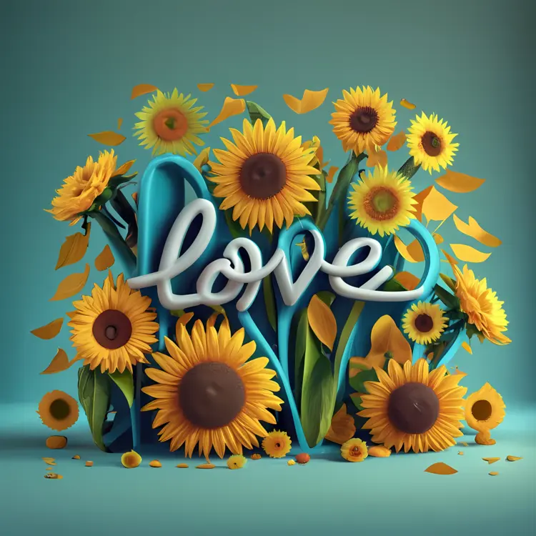 Sunflowers with Love Sign