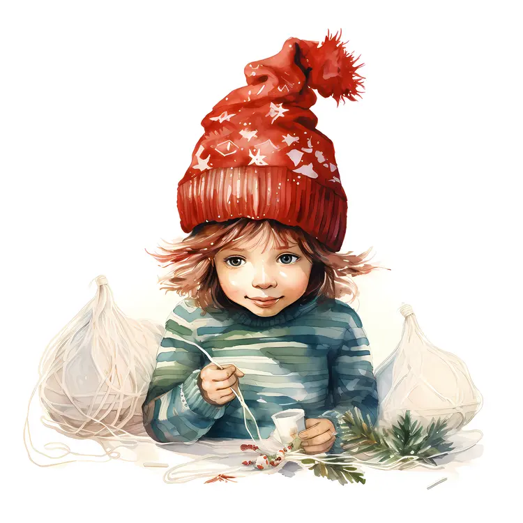 Cute Child with Red Winter Hat