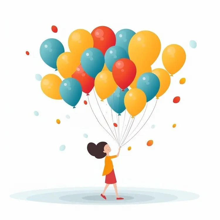 Child Holding Colorful Balloons