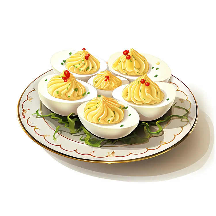 Elegant Deviled Eggs on Decorative Plate