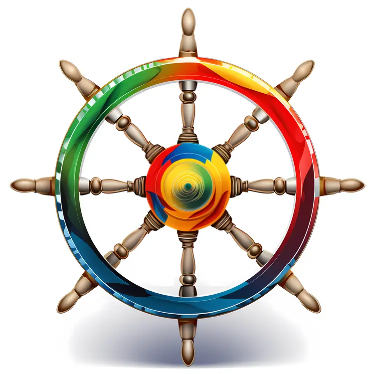 Colorful Ship Wheel Illustration for Nautical Themes
