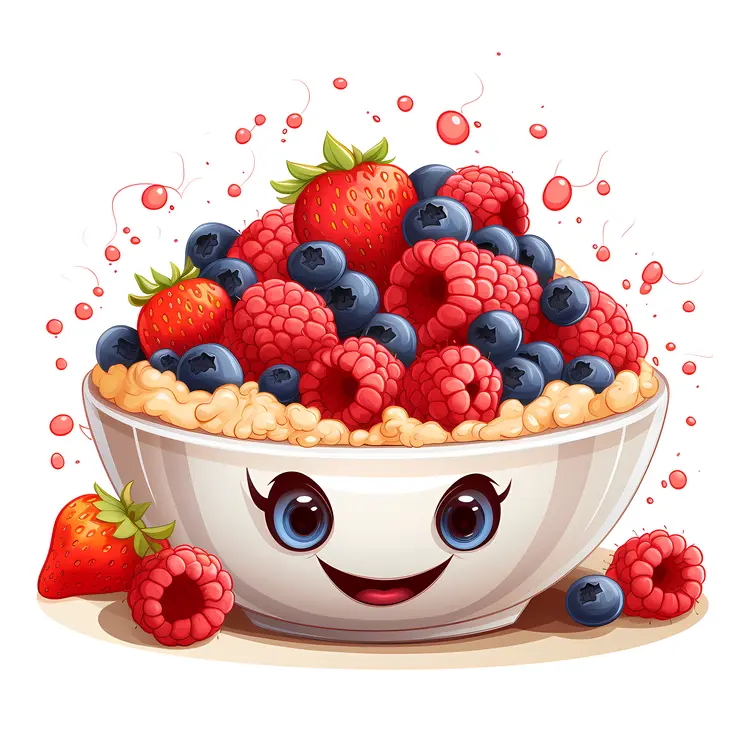 Smiling Cereal Bowl with Berries