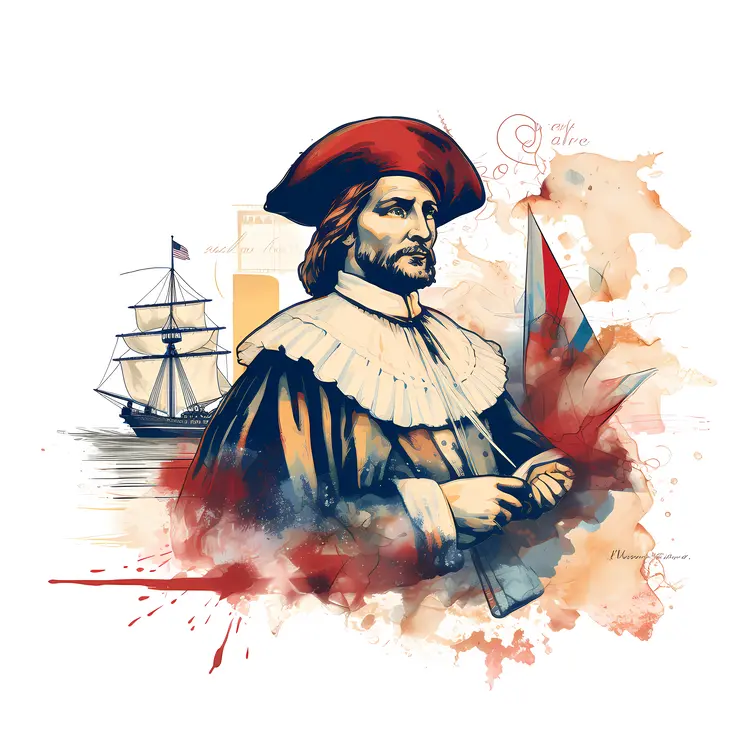 Historical Figure with Ship