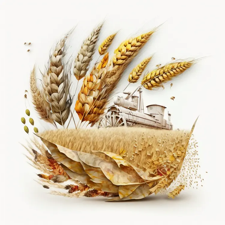 Wheat Harvest with Farming Equipment