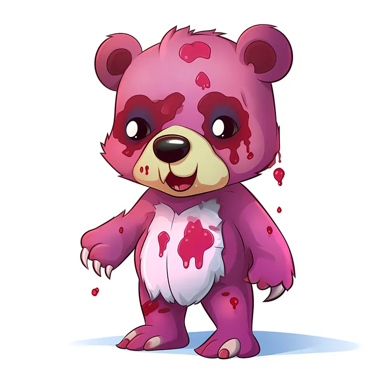 Cute Pink Bear with Blood Stains for Halloween