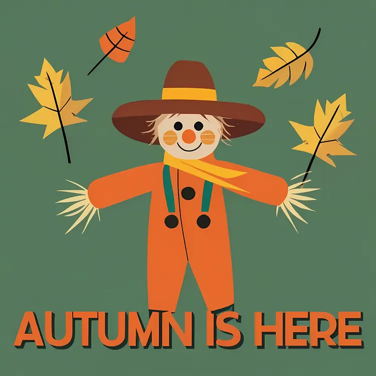 Scarecrow with Autumn Leaves